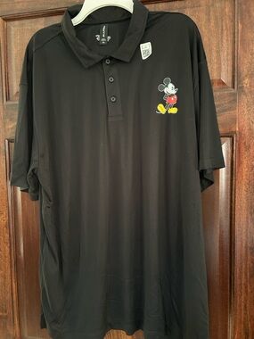 Disney Men's Black Polo Shirt with Mickey Mouse NWT 2XL